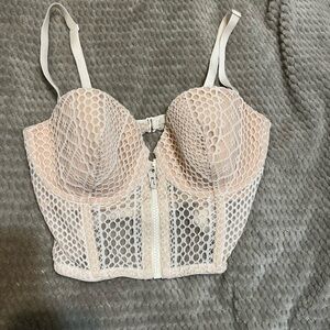 Victoria's Secret off-white Mesh Underwire Longline Bra